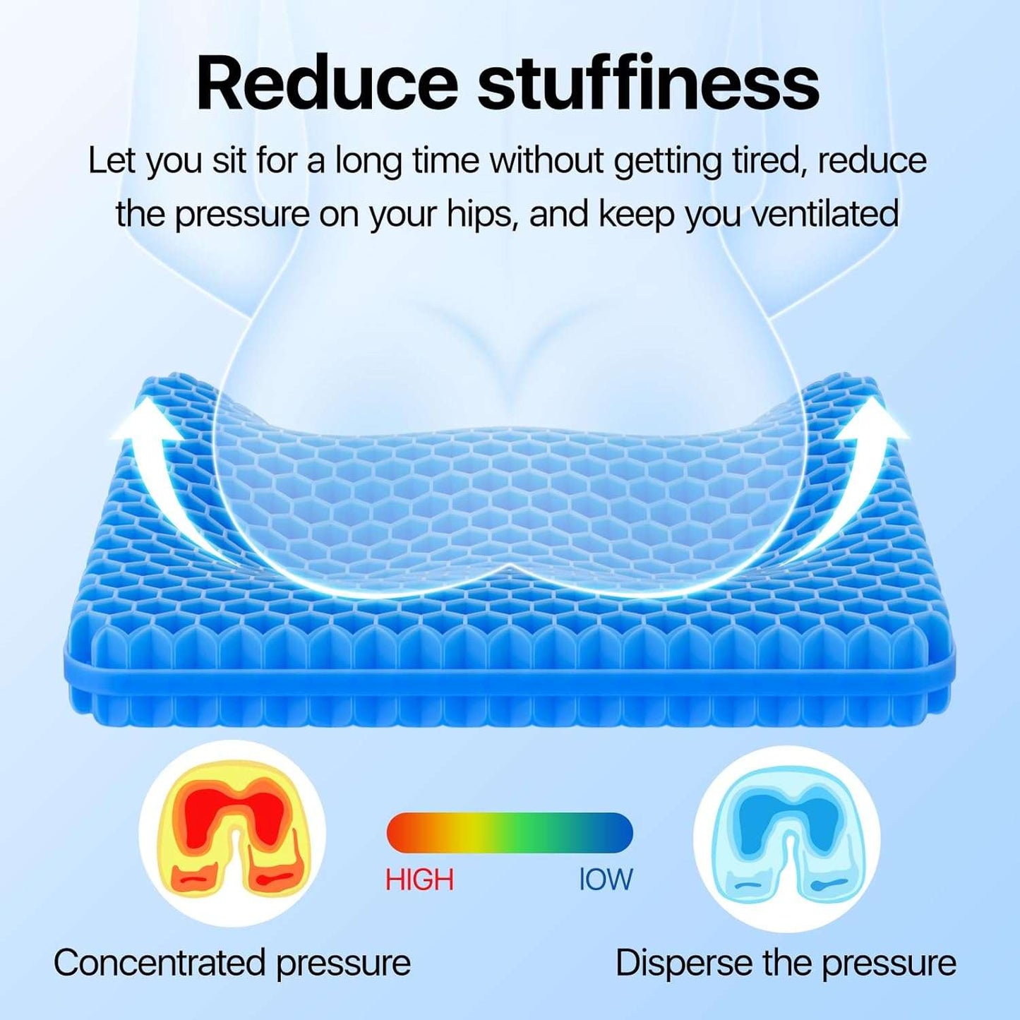 Silicone Ice Seat Cushion for Office Chair, Car & Back Pain Relief