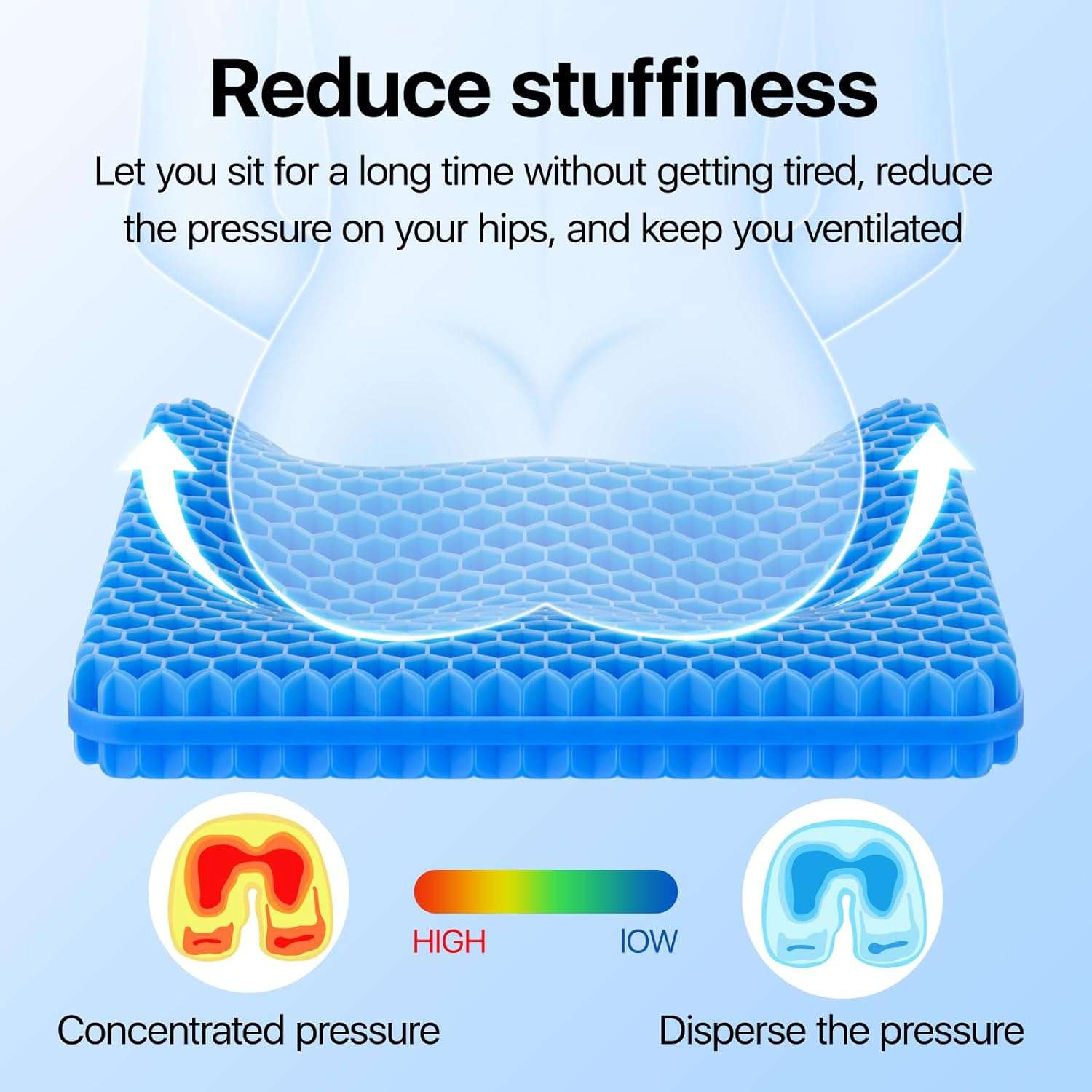 Silicone Ice Seat Cushion for Office Chair, Car & Back Pain Relief