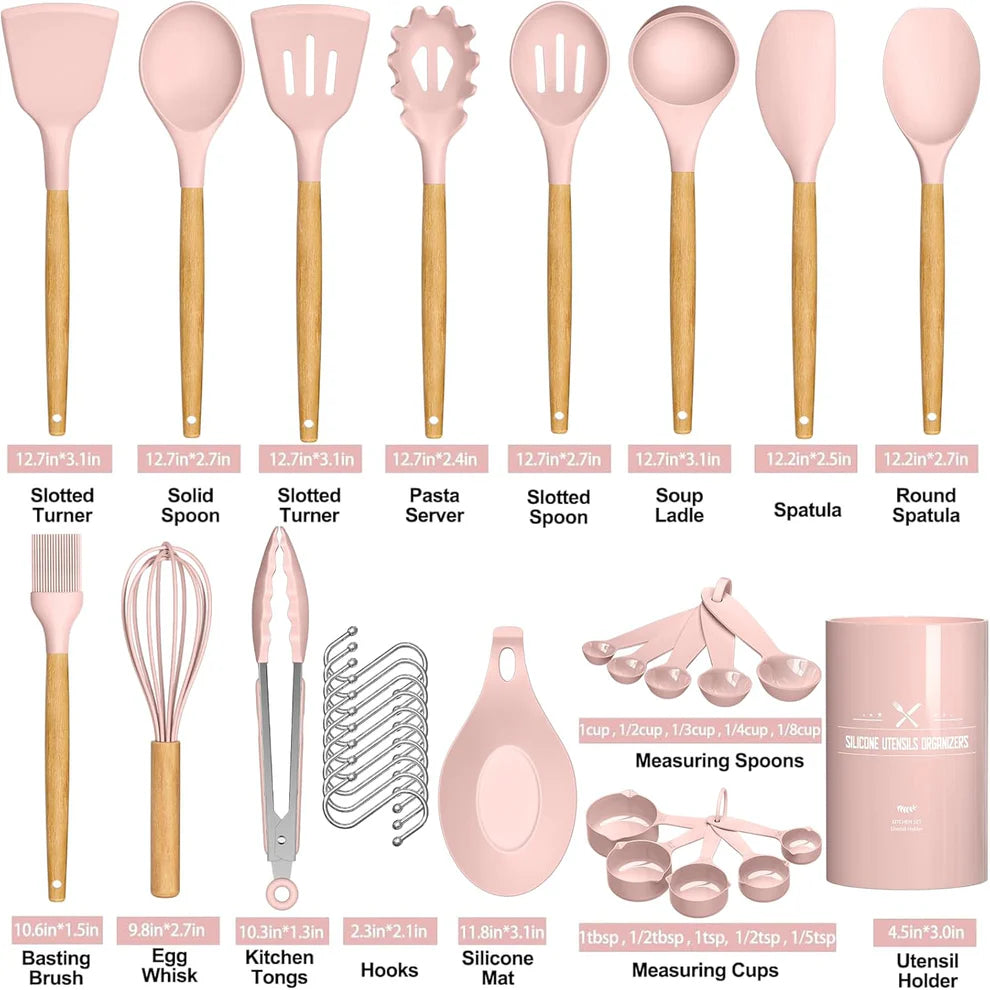 33 Piece Non-Stick Kitchen Utensils with Stand