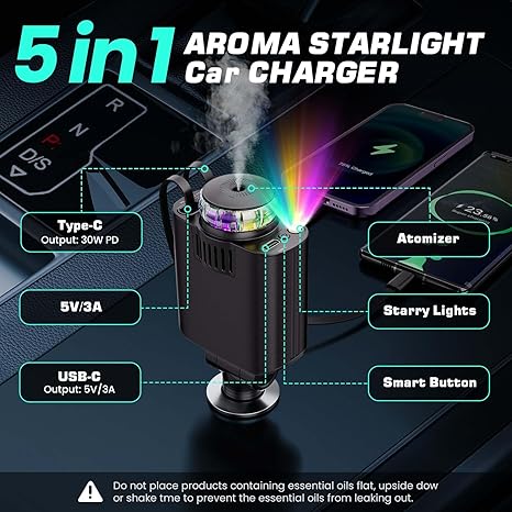 5 in 1 CAR CHARGER WITH ➕3 PERFUMES🎁  ➕ 30% OFF ➕FREE DELIVERY🎁