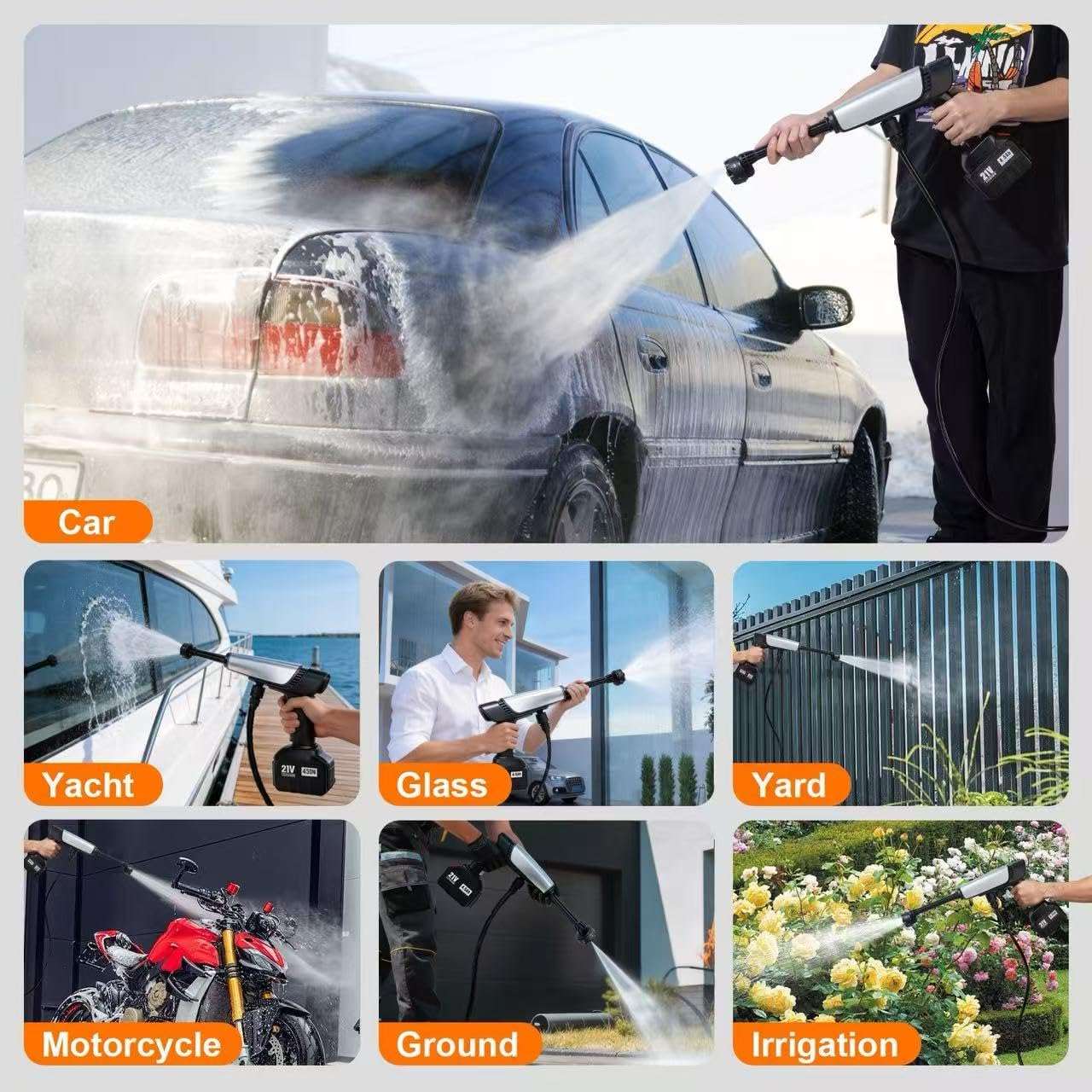 Cordless Pressure Washer Battery Powered /غسالة ضغط لاسلكية تعمل بالبطارية