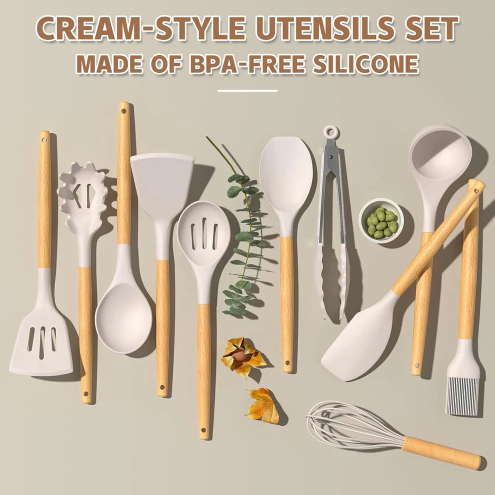 33 Piece Non-Stick Kitchen Utensils with Stand