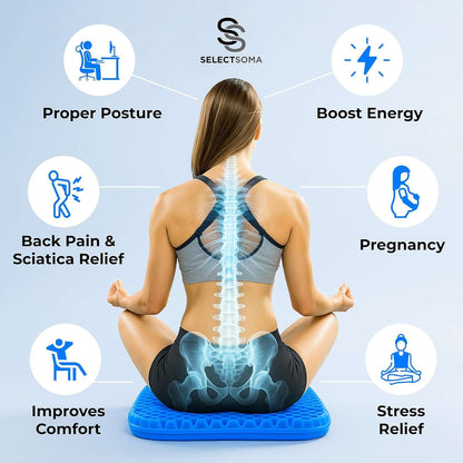 Silicone Ice Seat Cushion for Office Chair, Car & Back Pain Relief
